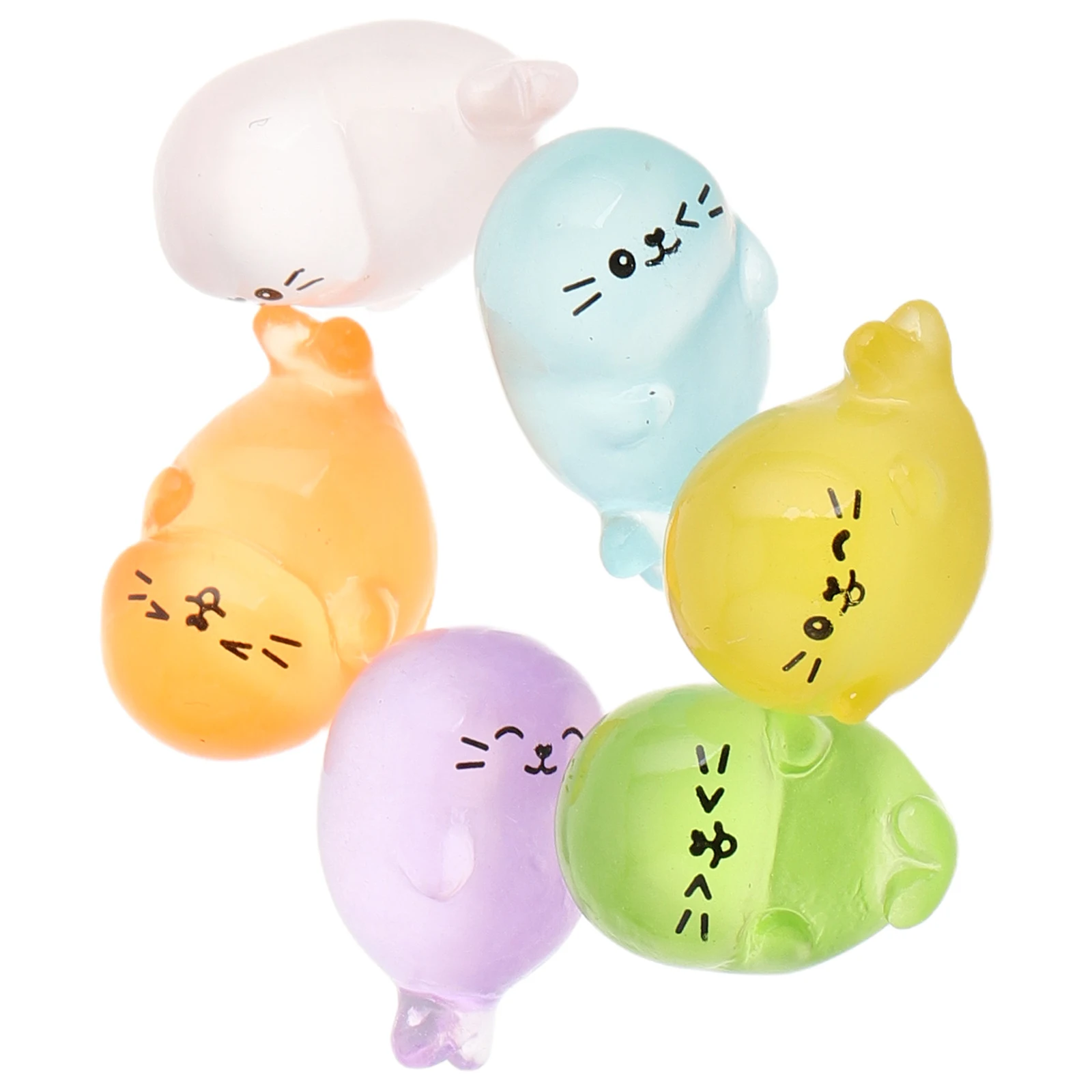 

6pcs Mini Seal Decoration Resin Figurines Lifelike Appearance Micro Landscape Desktop Ocean Animal Fairy Garden