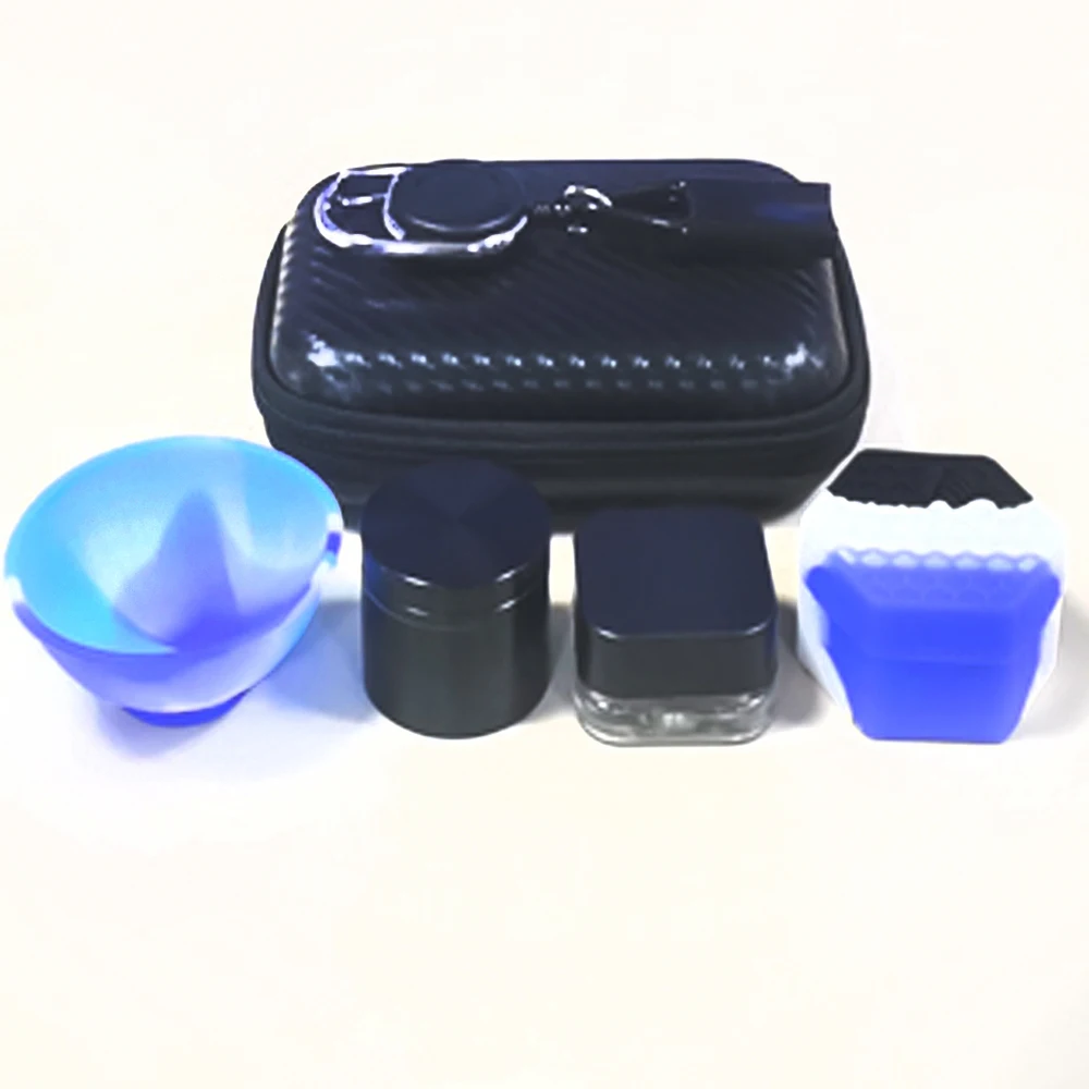 1Set With Metal Crusher Nonstick Silicone Jar Slick Silicone Containers Oil Storage Box Face Cream Smoking Accessories