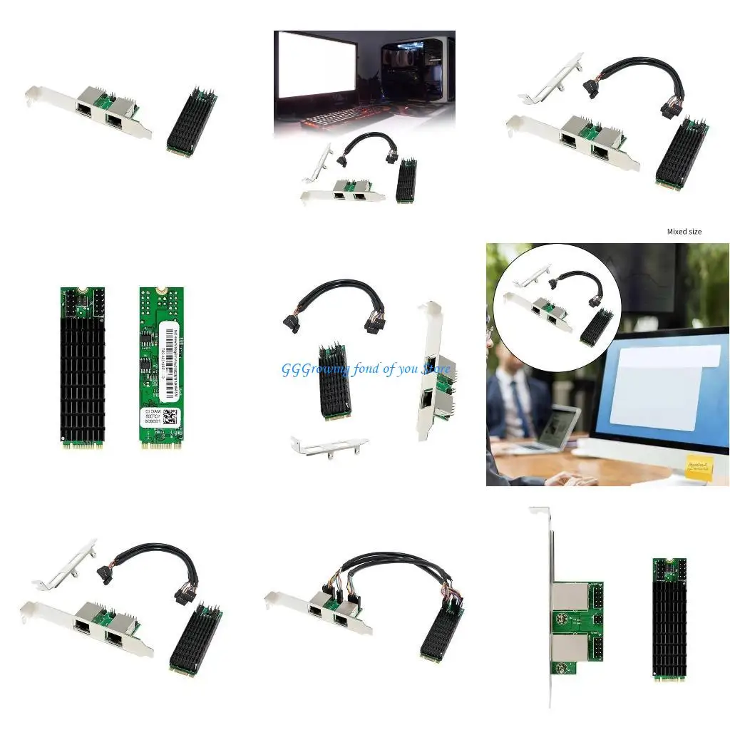 

H9EB 2 Port Rj45 PCIE 2.5Gbps Networking Adapter Rj45 Card for Desktop Computer