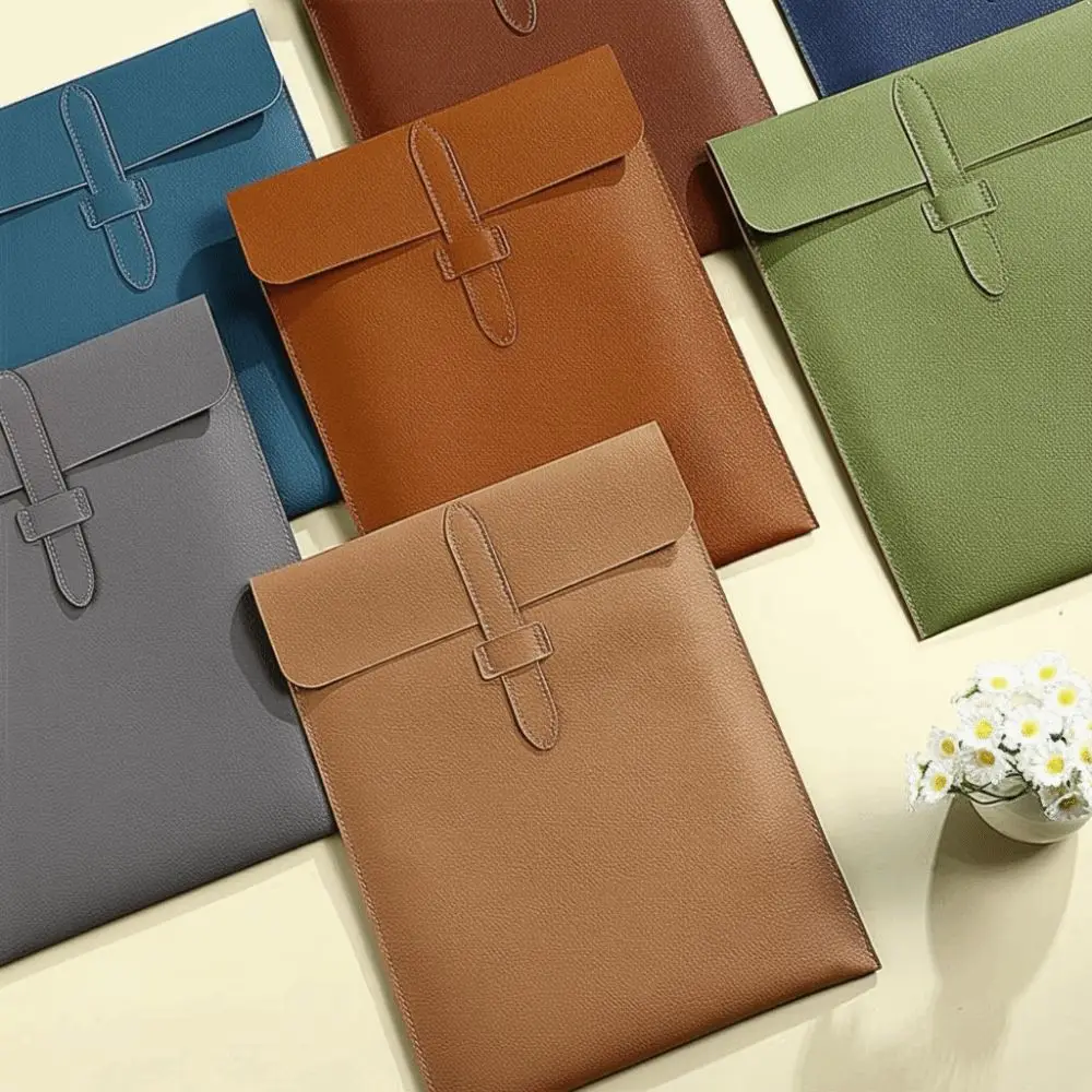 

A4 Thick Document Bag Cortex Vertical Paper Organizer Leather File Folder Large Capacity Stationery Business Information Bag