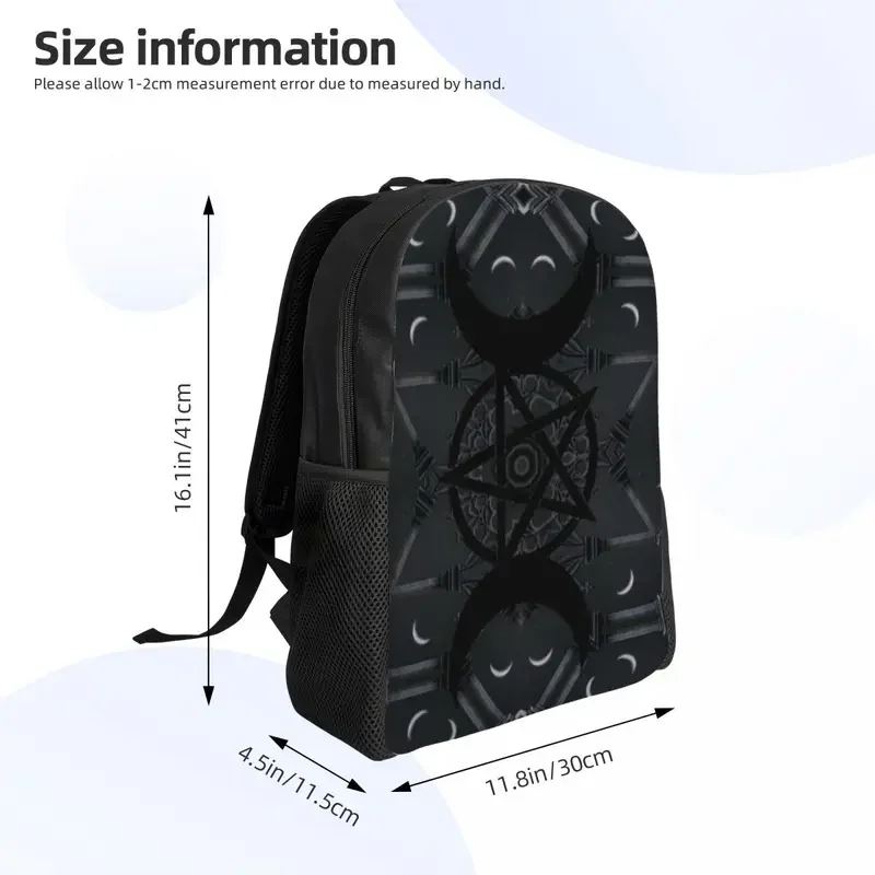 Custom Goth Triple Moon Goddess Laptop Backpack  Fashion Bookbag for School College Student Pentagram Magic Witch Witchcraft Bag