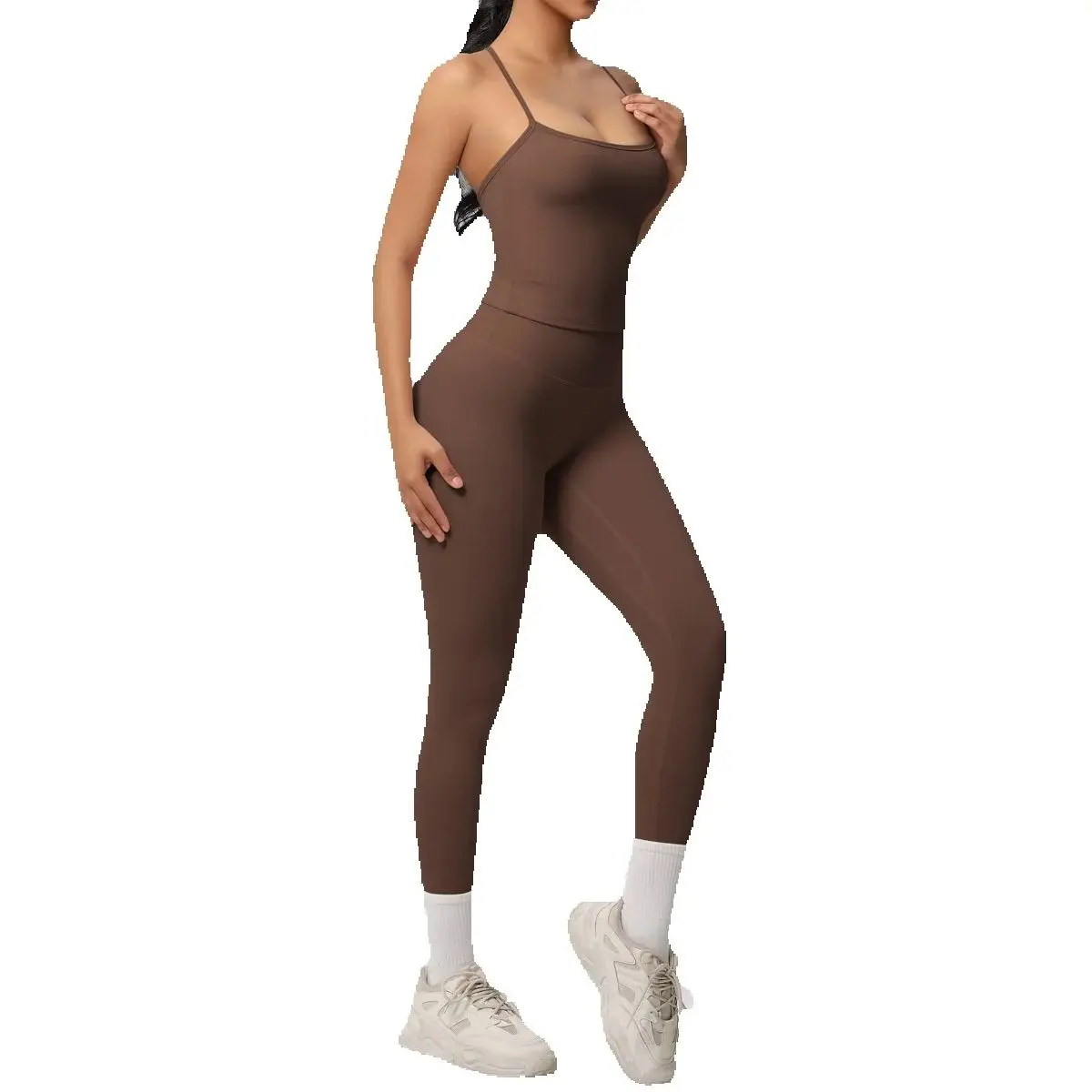 JUREN Yoga Outfits Women Tracksuit Fitness Suit Training Sleeveless Sport Gym Set Workout Overalls Sports Underwear Sportswear