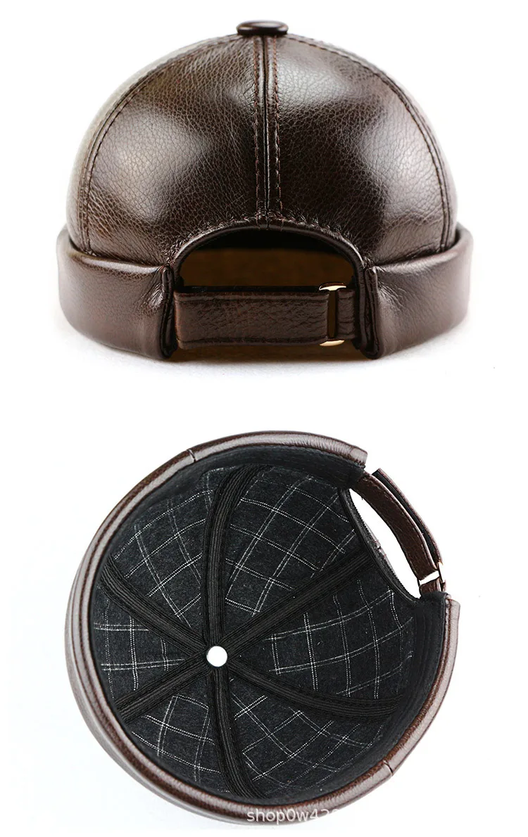 قبعة شتوية بدون إطار من جلد البقر الأصلي الفاخر للجنسين |   قبعة دافئة مقاومة للرياح صديقة للكبار مع هدية دافئة قابلة للتعديل