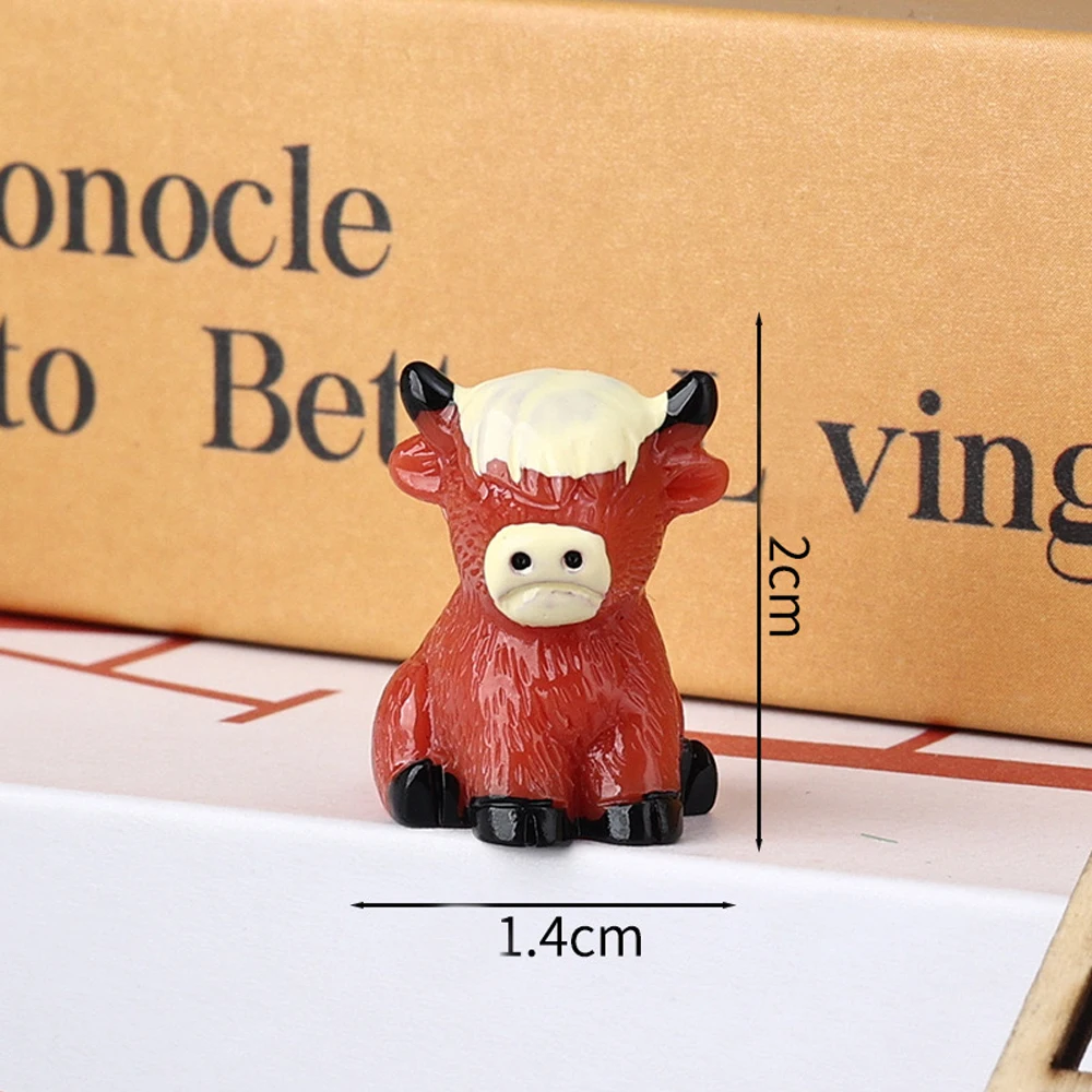 Mini figurine de vache Highland en résine, mini-indicateur d'Auckland, ornement de jardin nickel é de bureau à domicile, micro paysage mignon, décoration artisanale bricolage, 3 pièces, 6 pièces