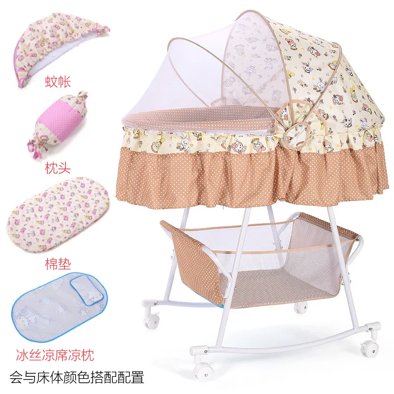 

Baby Cribs newborn bed shake shaker with mosquito net multi-function with roller sleeping basket bassinet baby nest