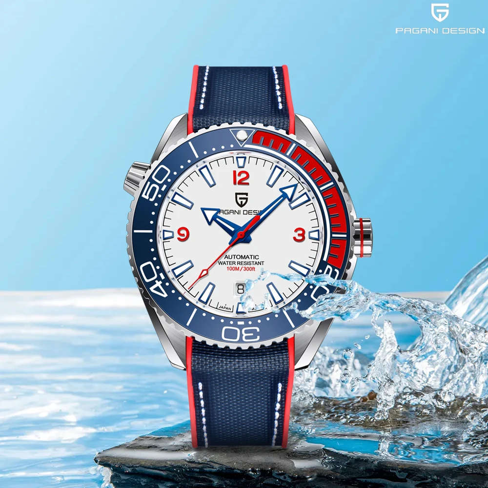 Neue PAGANI DESIGN Diving Series Luxus 8215 Mechanische Automatikuhr Saphirglas 40MM Sport-Lederuhren für Herren reloj