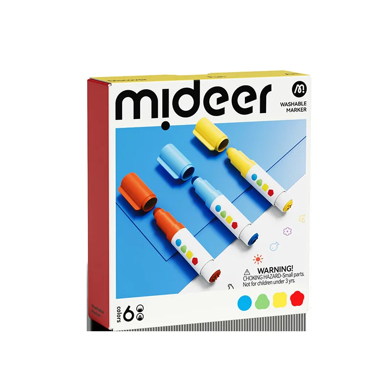 Mideer 6/12 couleurs tampon à pointe ronde pinceaux lavables marqueur joint aquarelle stylo Graffiti peinture ensemble spécial brosse jouet