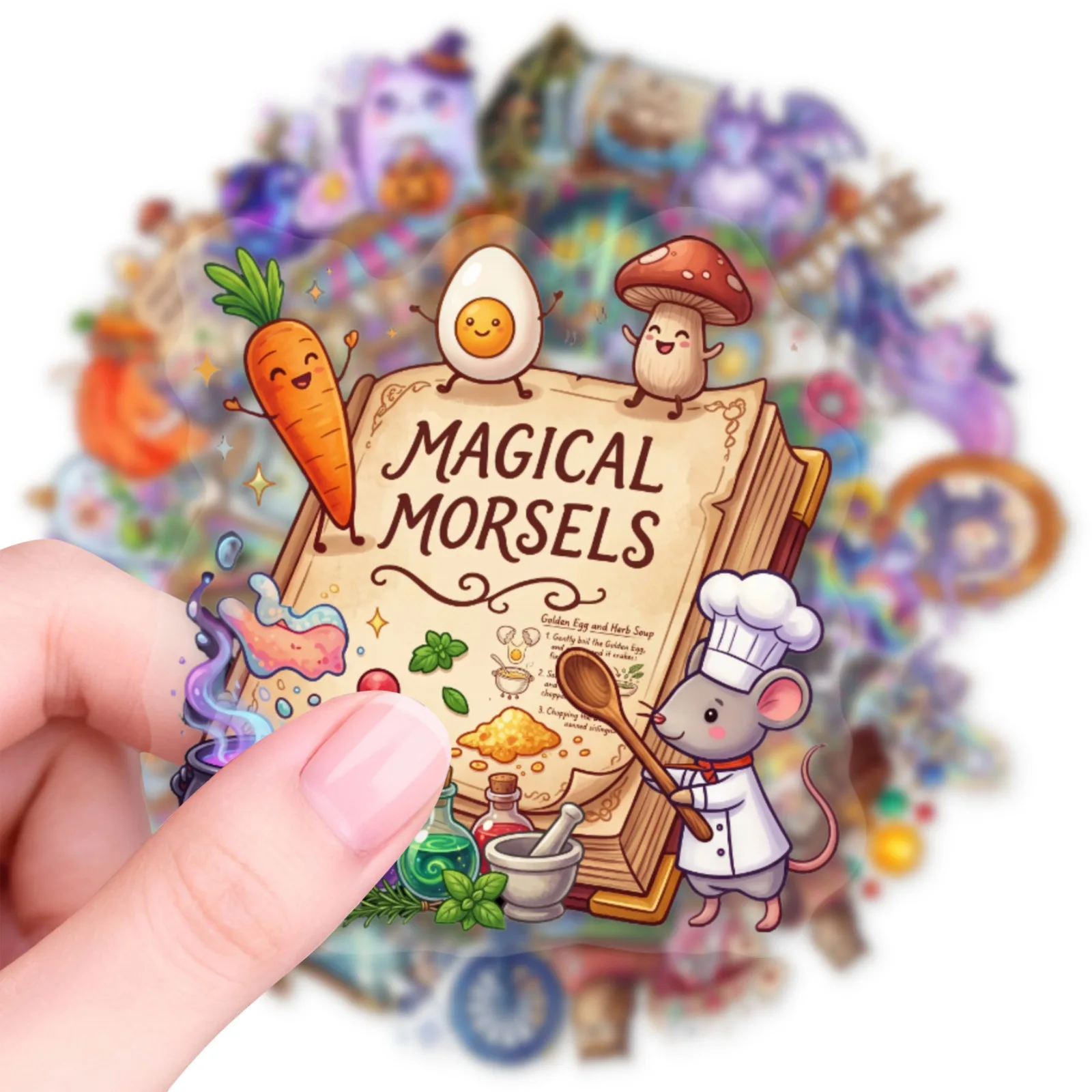 50 PCS Dreamy Magic Stickers Fairy Tale Fantasy Elf Witch Castle Transparent Waterproof DIY Phone Case Guitar Scrapbook Decals