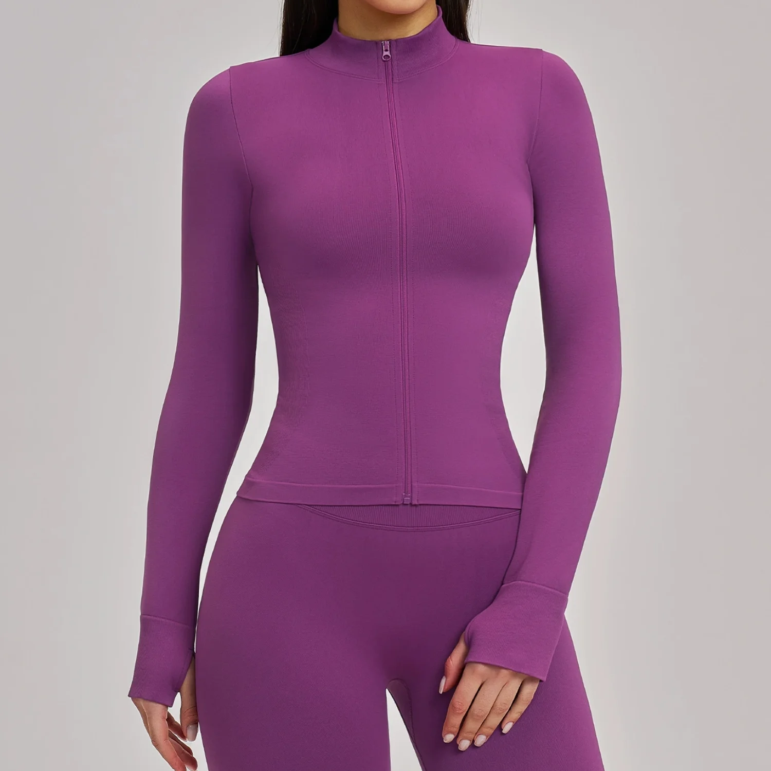 Women Seamless Full Zipper Jac - J-Yoga Fitness 评论和价格