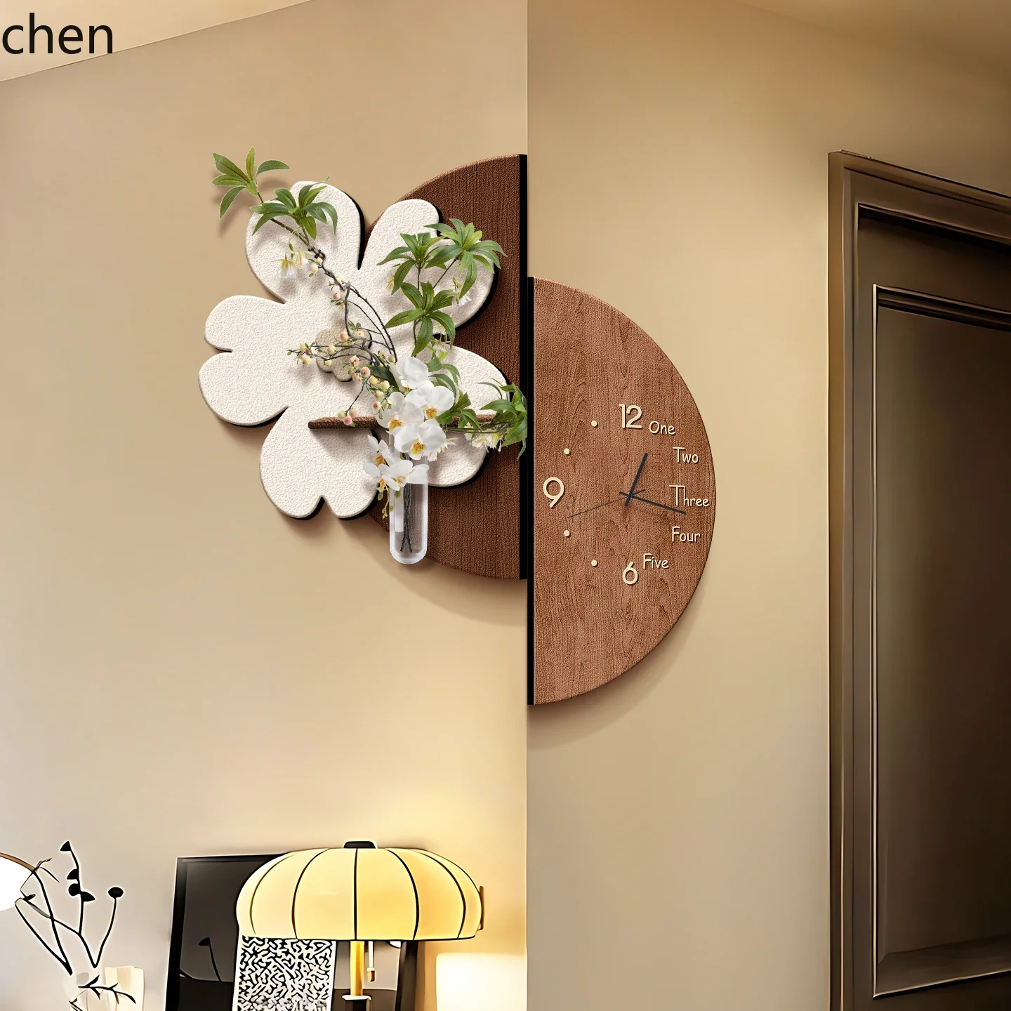 L20- Entrance Corner Decorative Painting Clock 3D Corner Wall Clock Living Room Entryway Decorative Wall Art