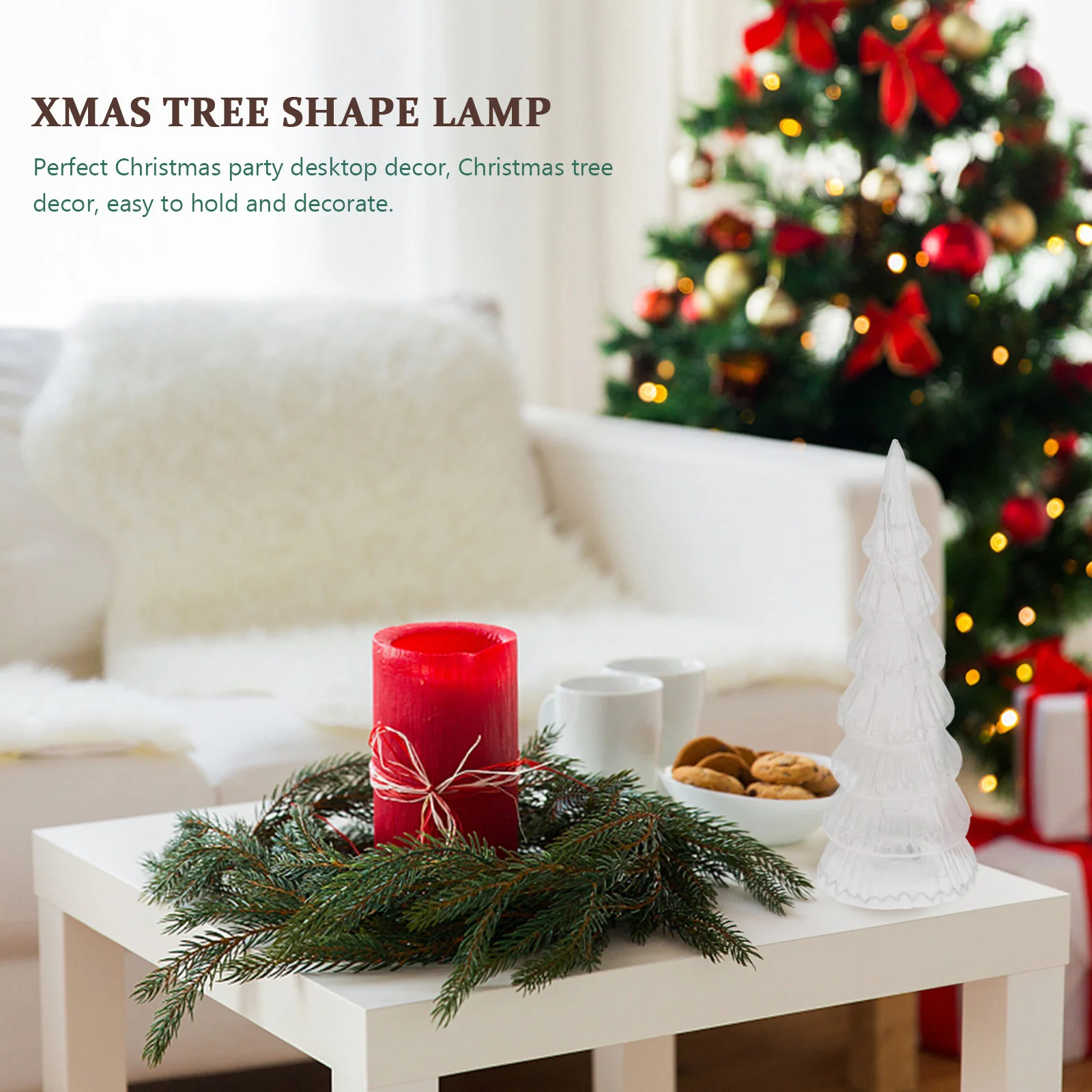 1 قطعة شجرة عيد الميلاد الزجاجية ضوء سطح المكتب ضوء الليل زخرفة عيد الميلاد مثالية للاستخدام الذاتي أو الهدايا في موسم العطلة