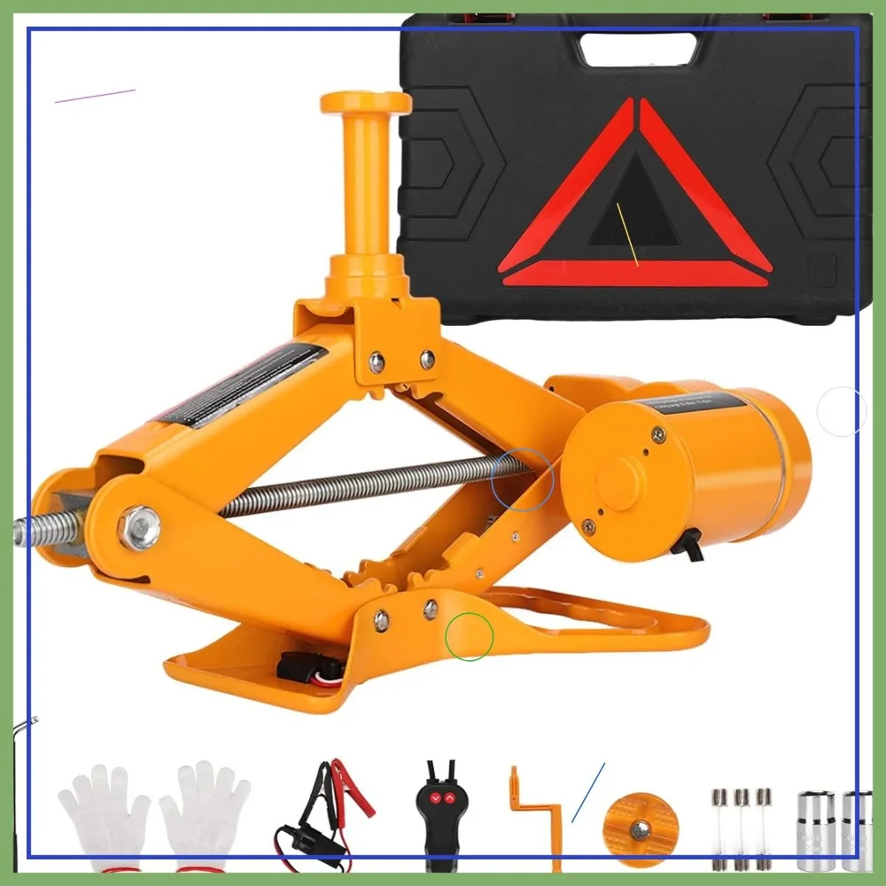 

Electric Scissor Car Jack Kit, 3Ton 12V Portable Auto Lift with 17.7 Inch Range for SUV Sedan Tire Change Emergency