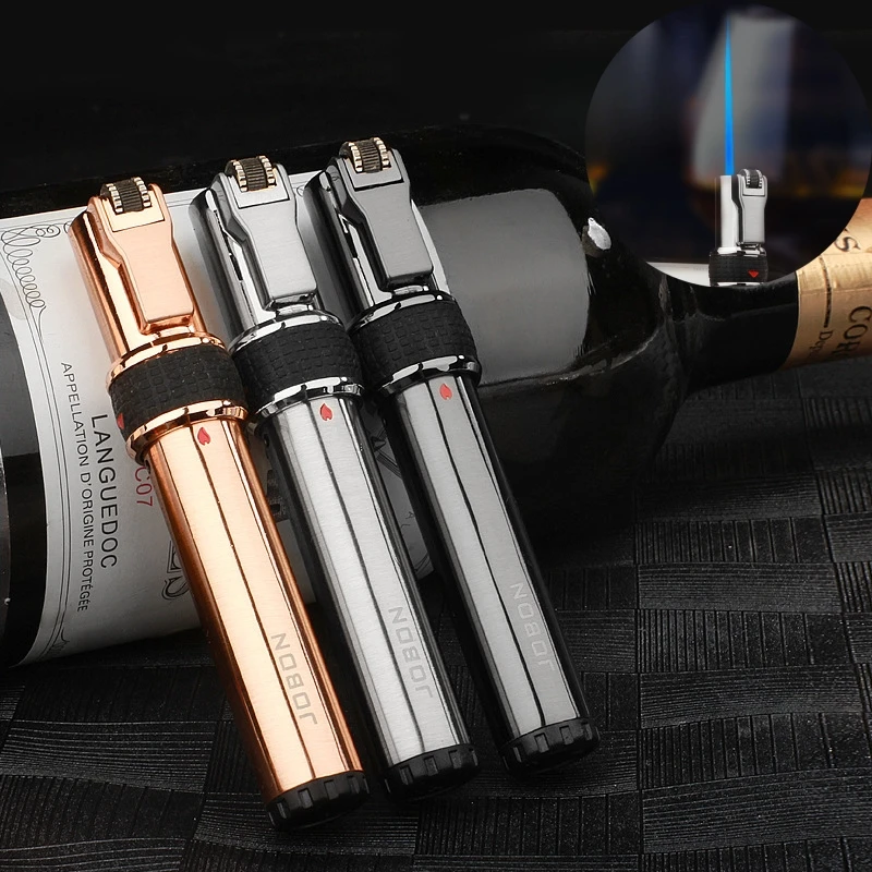 

New JOBON Jet Ignite Lighter Windproof Direct Gas Torch Lighter Inflatable Butane Metal Grinding Wheel Lighter Men's Gift