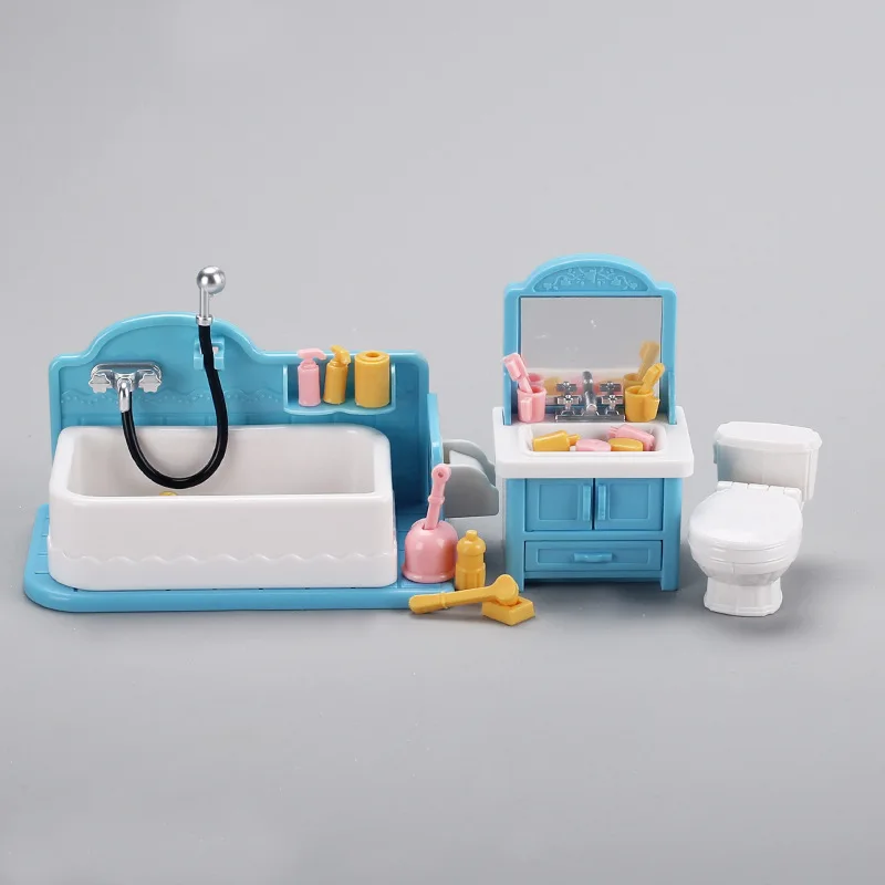 Mini lavabo de baño de simulación para niños, juego de inodoro, Micro muebles, modelo de juguete, juguetes de Casa de juegos para niñas, accesorios de casa de muñecas