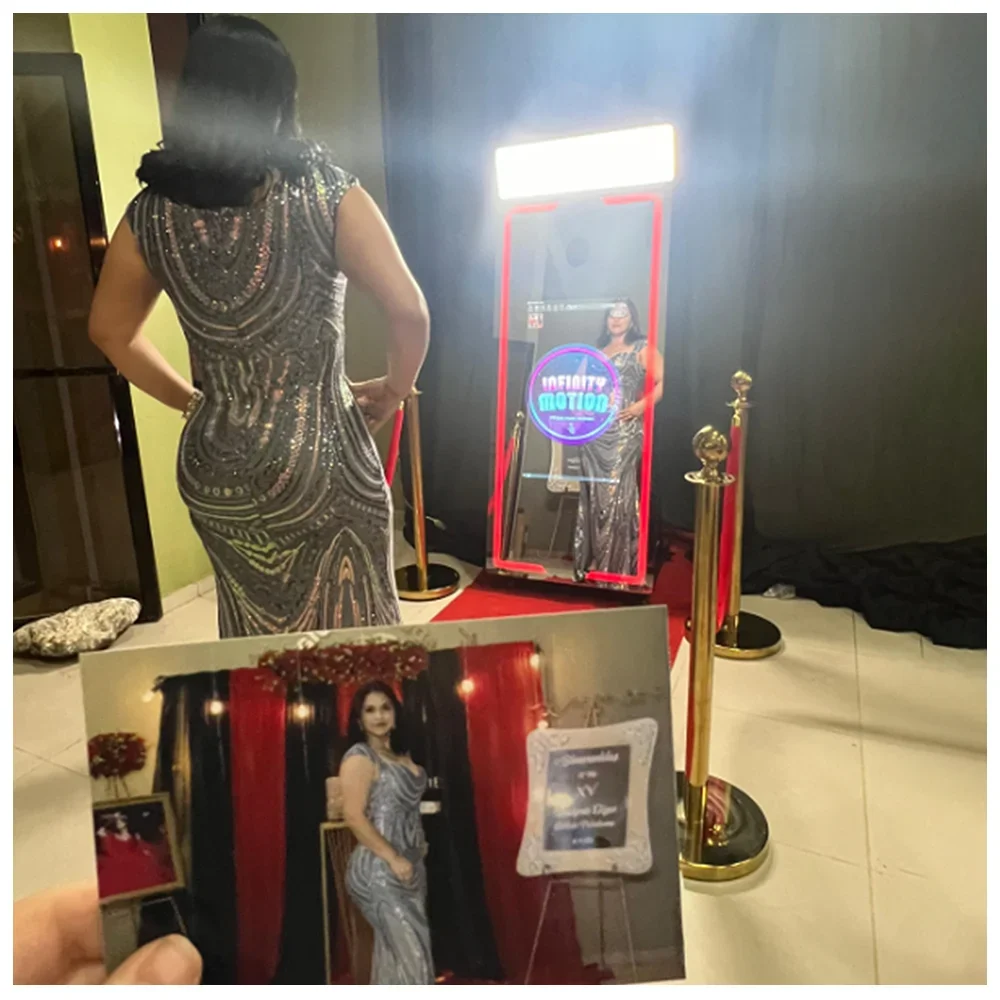 

DZ WJW CJM Advancedproducts Интерактивная зеркальная фотобудка 65 дюймов с сенсорным экраном Металлическая фотобудка с онлайн