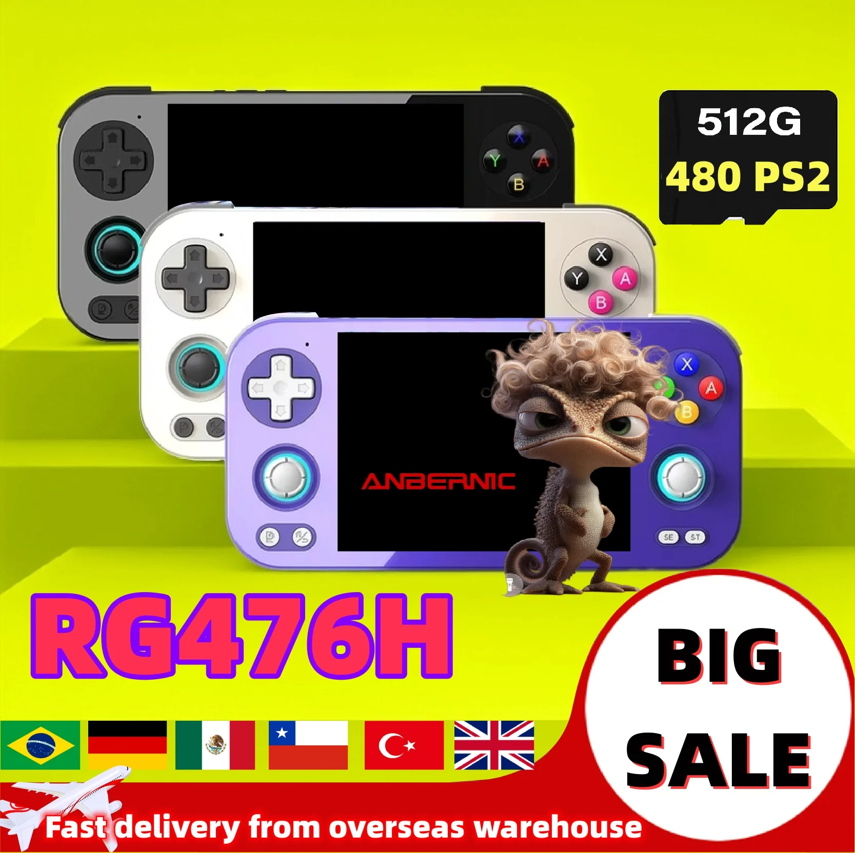 

Портативная игровая консоль ANBERNIC RG 476H в стиле ретро, игровая консоль, 4,7-дюймовый LTPS-экран, система Android 13, 8G + 128G PSP PS2