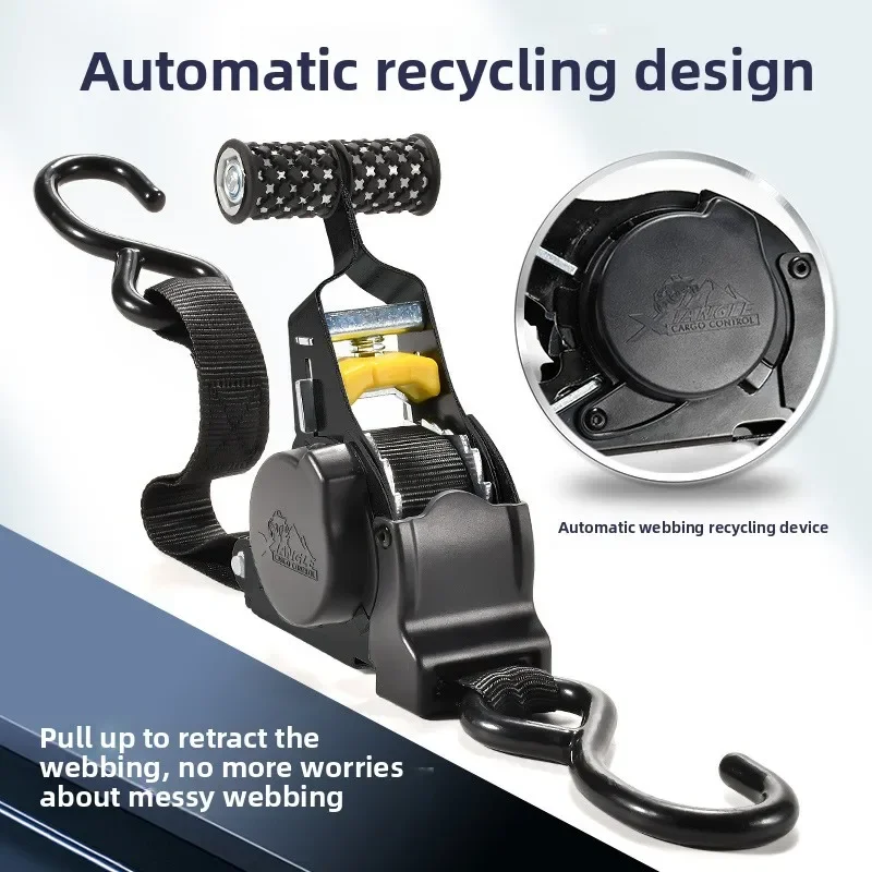 Auto Recovery Heavy Duty Ratchet Tie Down Strap with Automatic Scaling Tensiometer for Cargo Securing Lashing