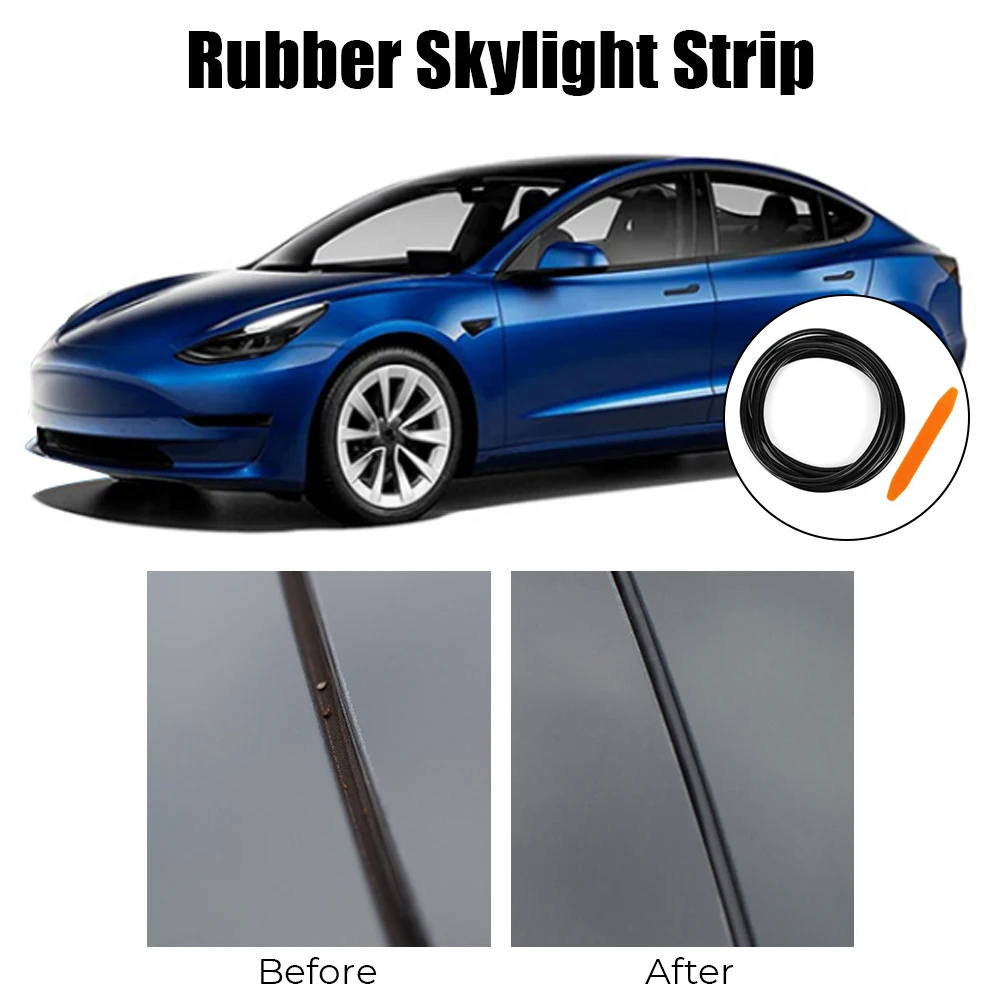 

For Tesla Model 3 Model Y Rubber Skylight Strip Noise Insulator Anti-Dust Waterproof Car Modify Accessories Sunroof Seal