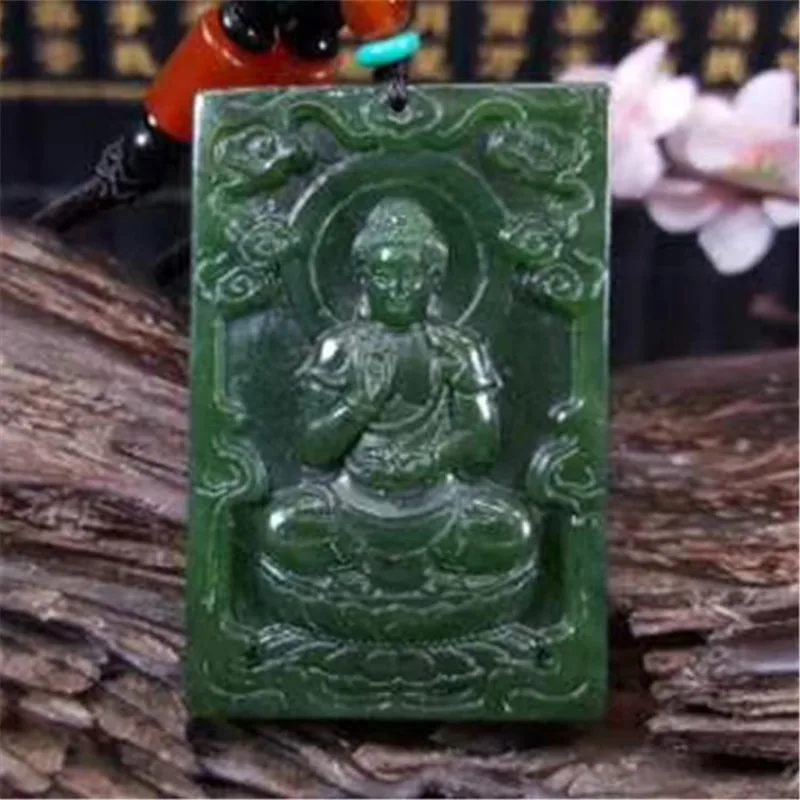 Hetian Jade Jasper Amulet Pendant Dog And Pig Zodiac Signs, Featuring Buddha Amitabha As Guardian God, Su