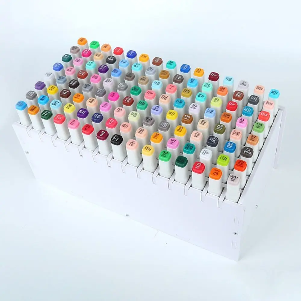 New PVC Art Marker Rack Large Capacity 72/120/180/240 Grids Marker Pen Holder Multi Slots Brush Storage Rack Desktop