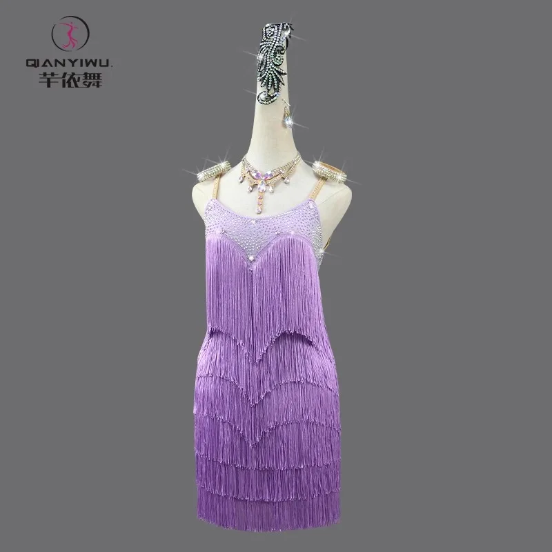 Latin Dance Dress Woman Dancewear Line Skirt Party Clothing Girls Practice Wear Costume Stage Outfit Sports Prom Suit Ball Samba