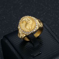 Titanium steel rhinestone two-color Eagle men's ring