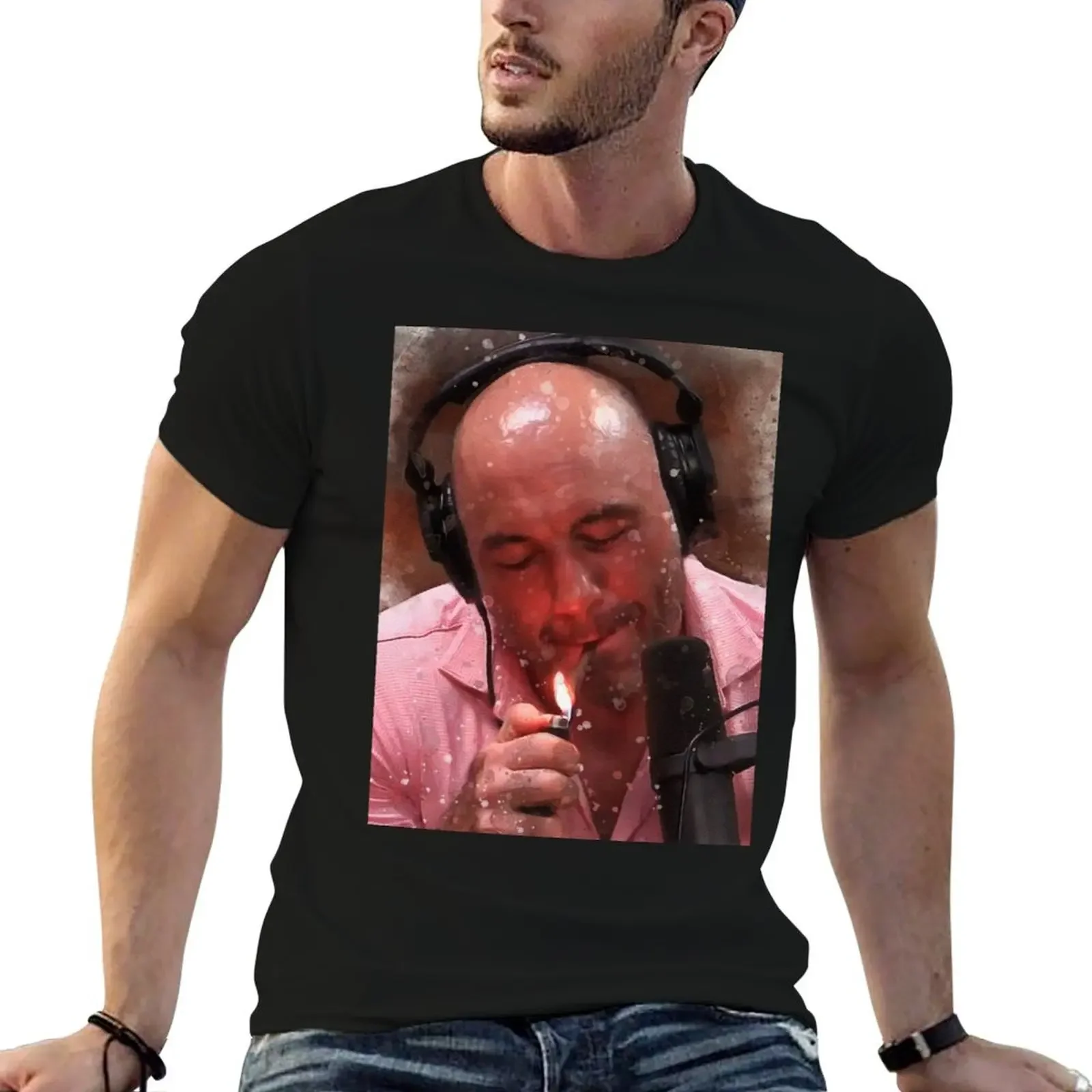 Joe Rogan smoking weed T-Shirt sweat animal prinfor boys sports fans Men's clothing