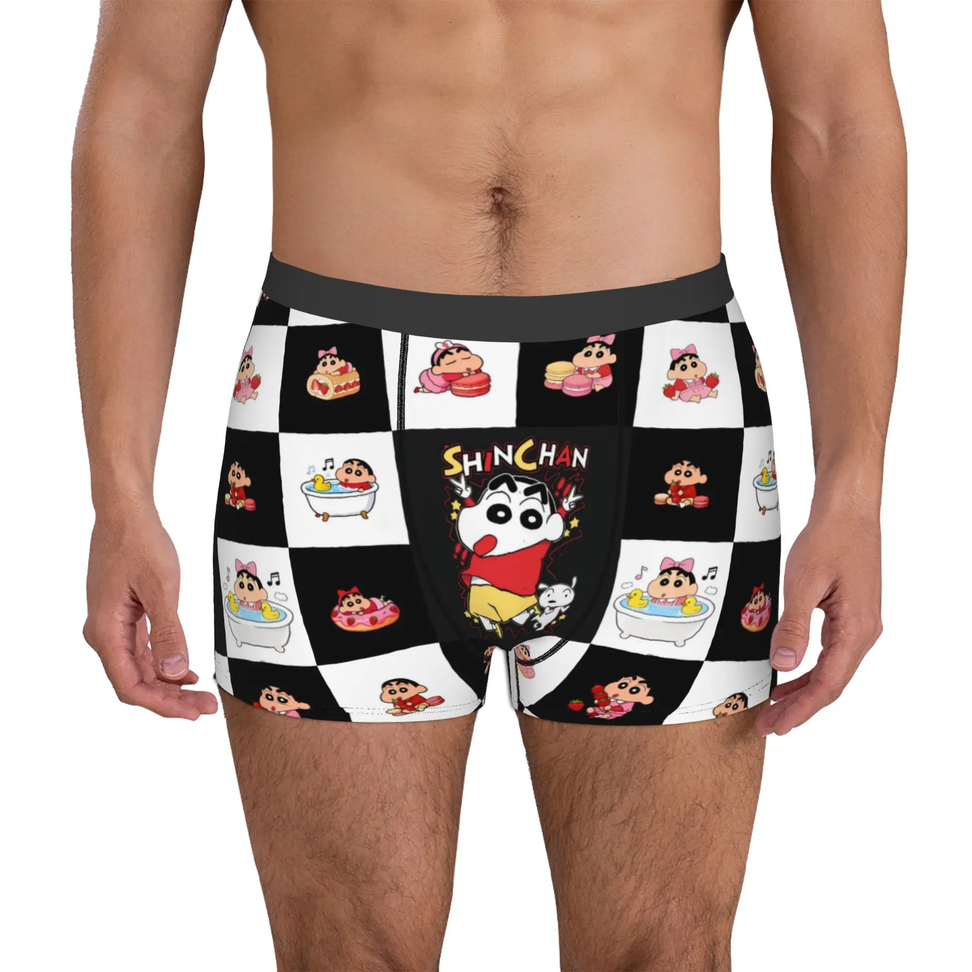 

Male Fashion C-Crayon S-Shin C-Chan Checkered Plaid Underwear Anime Boxer Briefs Soft Shorts Panties Underpants