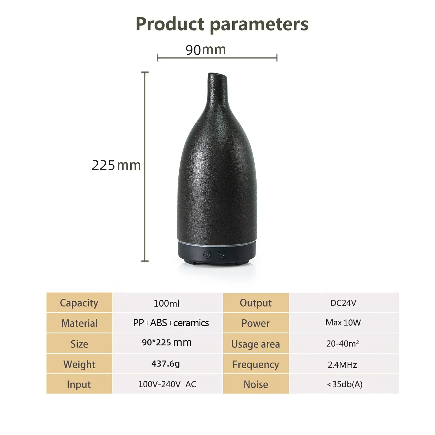 Ceramic Aromatherapy Machine Ultrasonic Humidifier USB Colorful Lamp Essential Oil Vase Humidifier Aromatherapy Machine 100ml