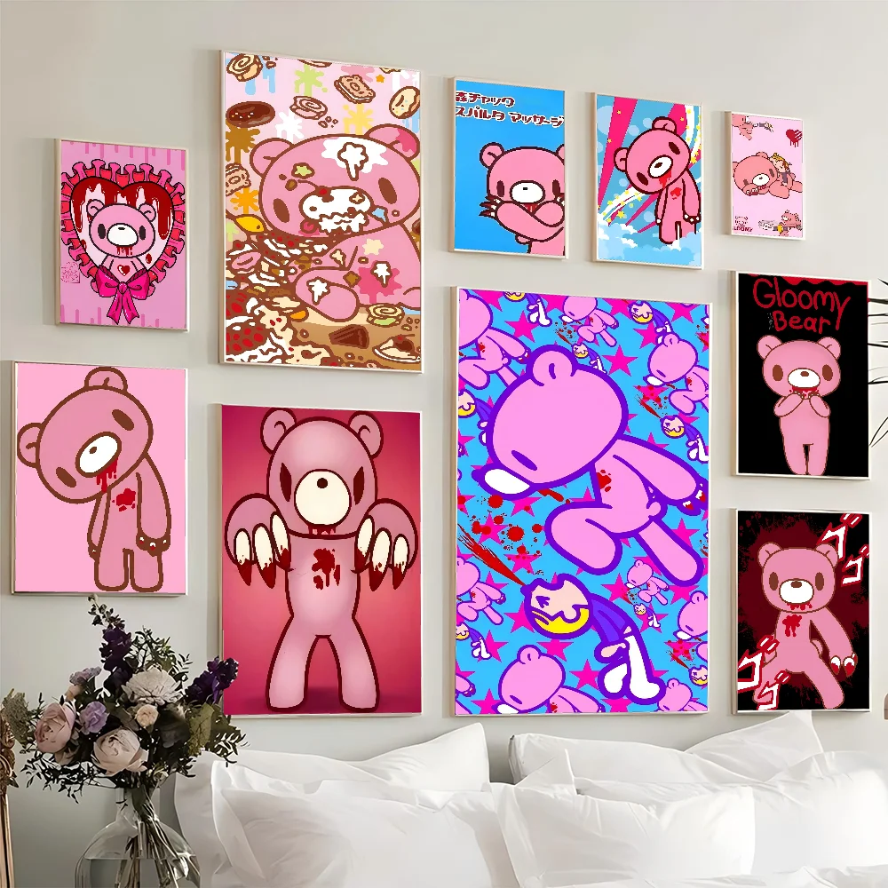 Cartoon G-gloomy Bear Classic Vintage Posters Decoracion Painting Wall Art White Kraft Paper Kawaii Room Decor