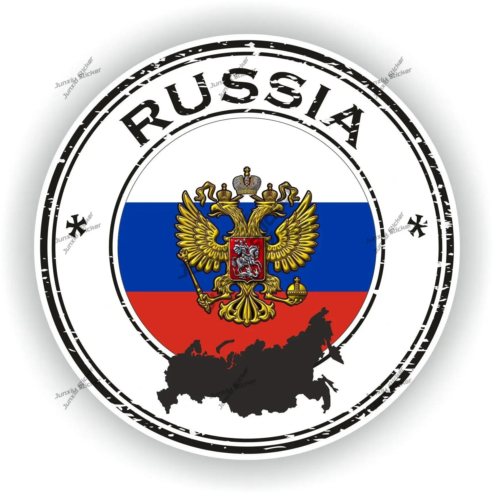 

Russia Seal Sticker Coat of Arms of Russia Seal Round Flag Outline Decal for Car SUV Laptop Book Fridge Guitar Motorcycle Helmet