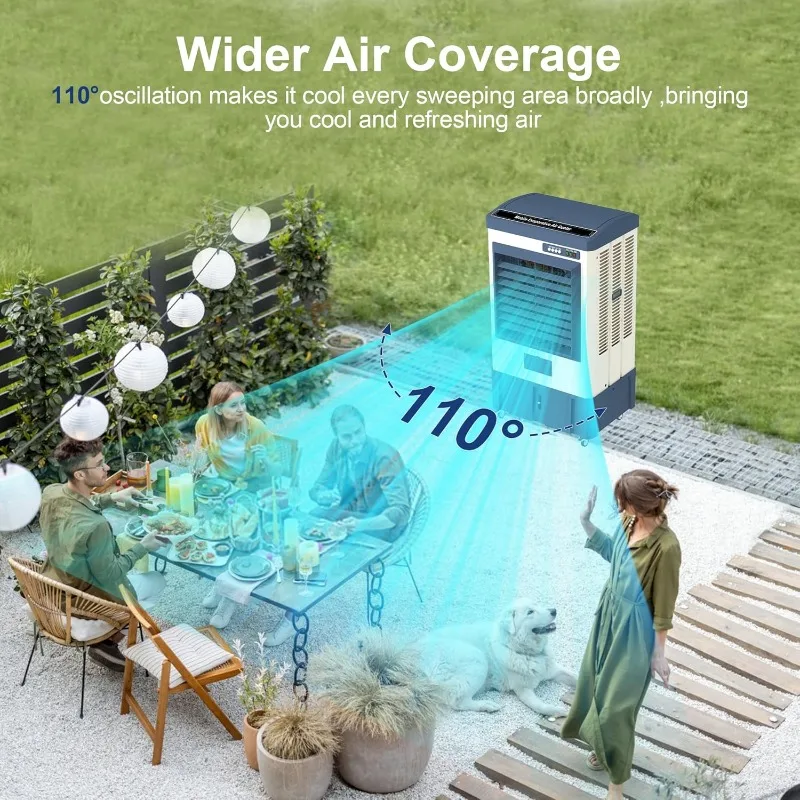 41" Swamp Cooler, 4800 CFM Evaporative Air Cooler with 10.6 Gallon Water Tank, Portable Outdoor Air Conditioner image 4