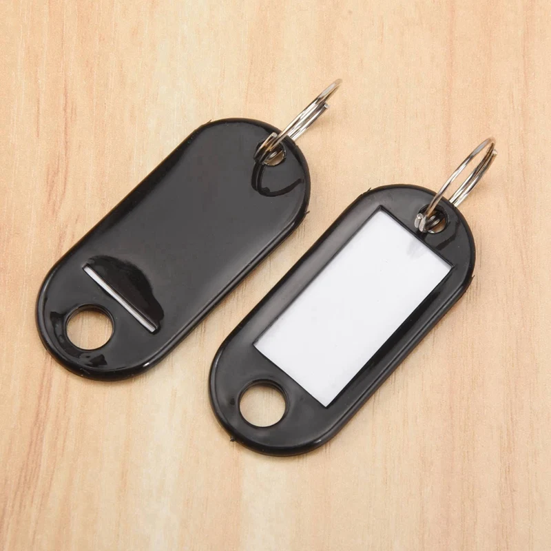 160 Pcs Key ID Label Tags Split Ring Keyring Keychain Black