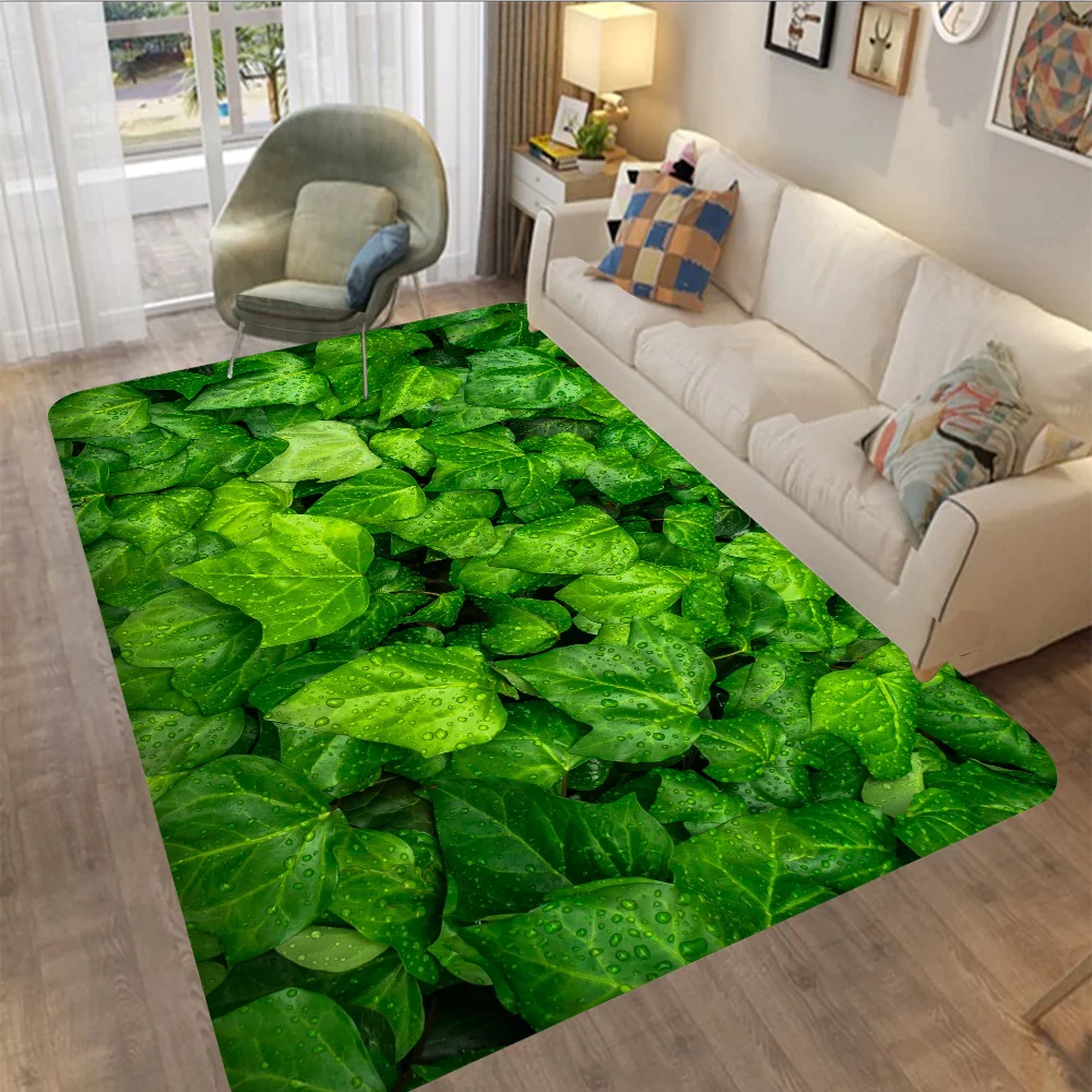 

Green Leaf Pattern Hallway Carpet Non-Slip Laundry Room Mat Laundry Decor Balcony Child Living Room Bedside Area Rugs