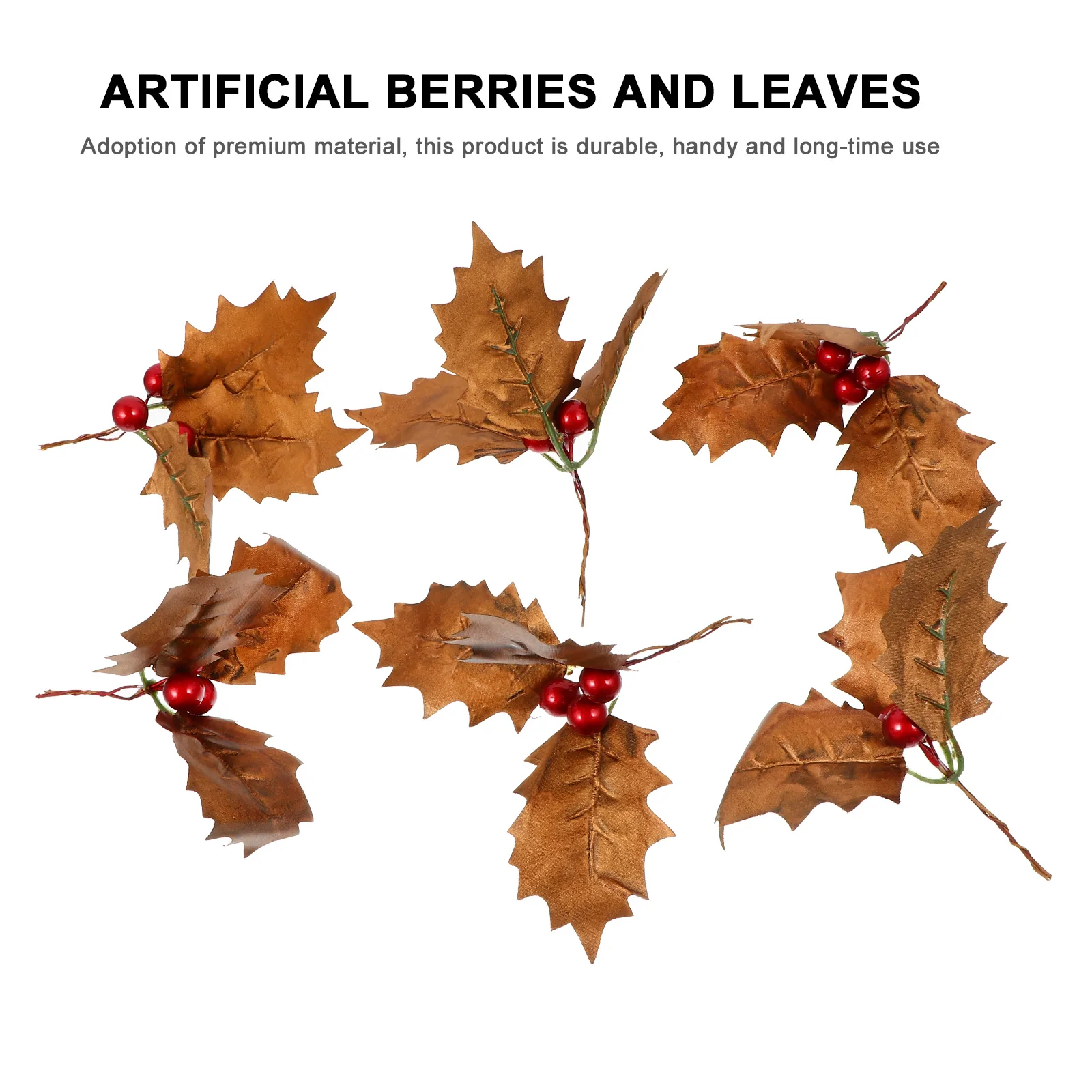 

6pcs Artificial Green Leaves Red Berries Christmas Decor Simulation Leaf Desktop Showcase nament Fake Plant Party