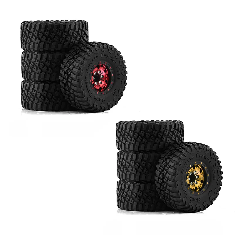 

1.0" Beadlock RC Wheels and Tires for 1/18 TRX4M,1/24 SCX24 RC Crawler,1.0 Beadlock Tires w/Alloy Aluminium Wheels