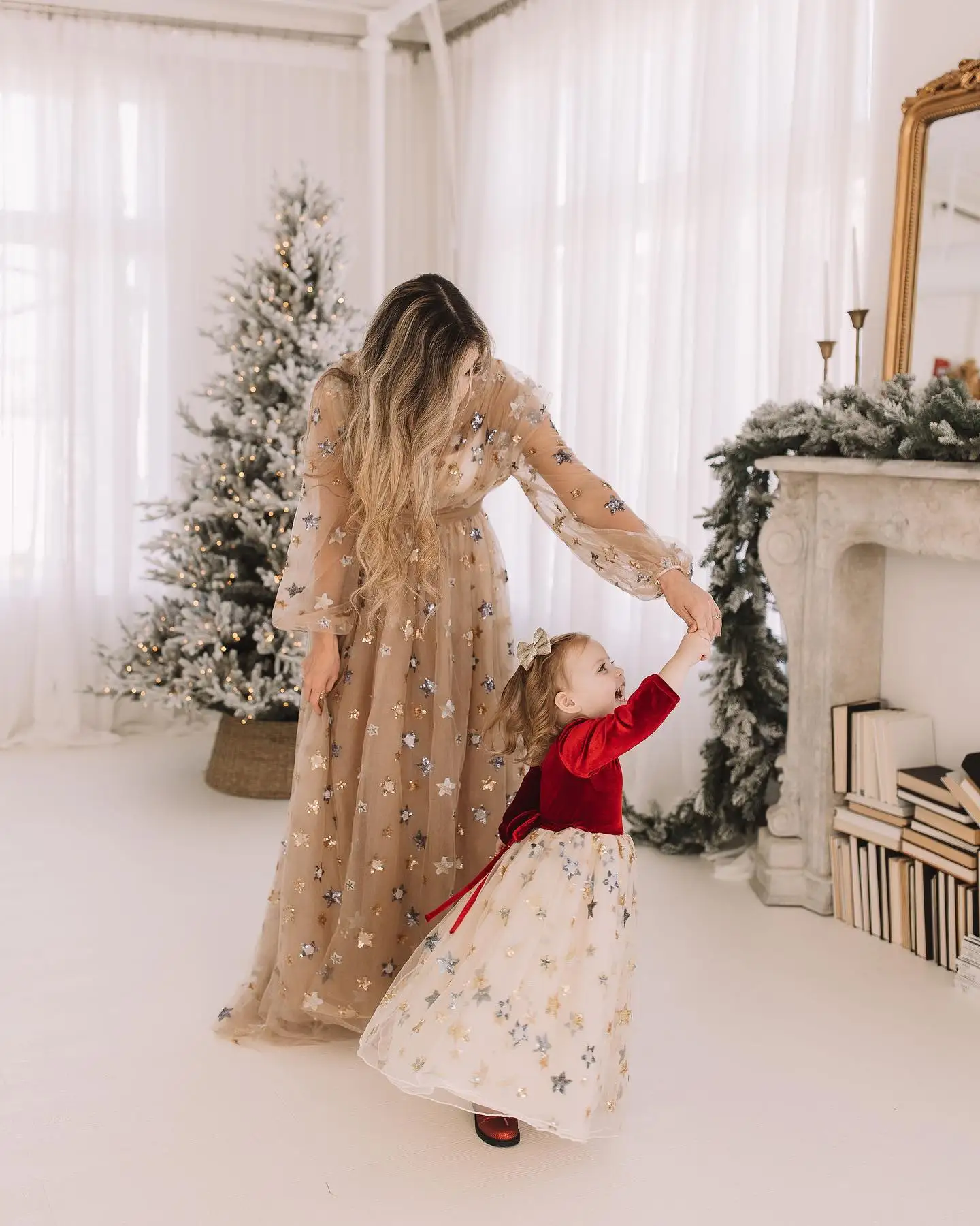 Champagne Sequins Women Pregnant Prom Dress Full Sleeve Maternity Bridal Morning Robes Tulle Evening Gown Sleepwear Customized