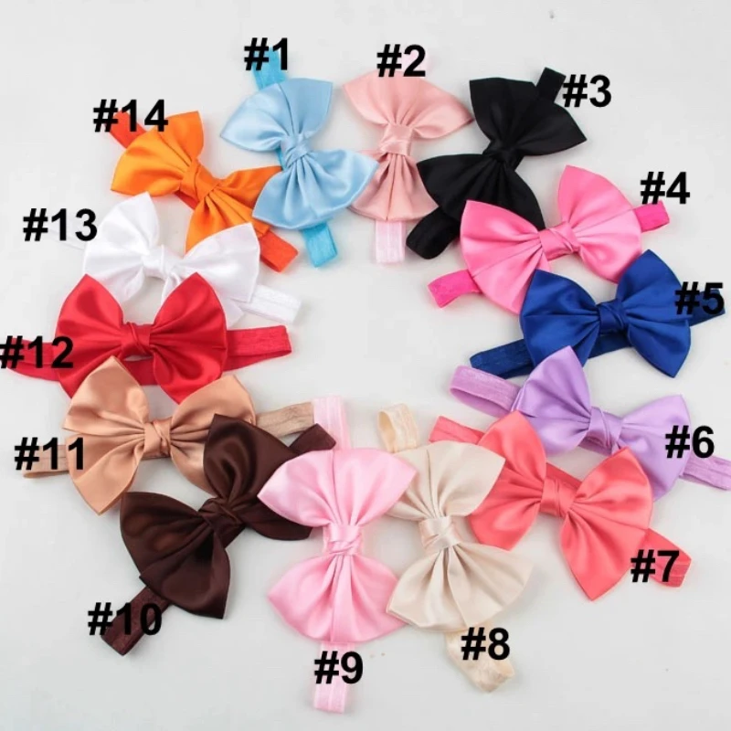 Handmade Cute Kids Baby Girls Headband Toddler Infant Silk Bowknot Headbands Children Hair Band Accessories