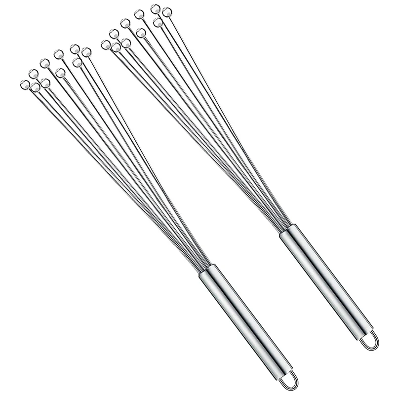 2 Pcs Whisks For Cooking, Stainless Steel Ball Whisk Wire Egg Whisk Set, Steel Wire Whisk Balloon Wire Whisk For Cooking