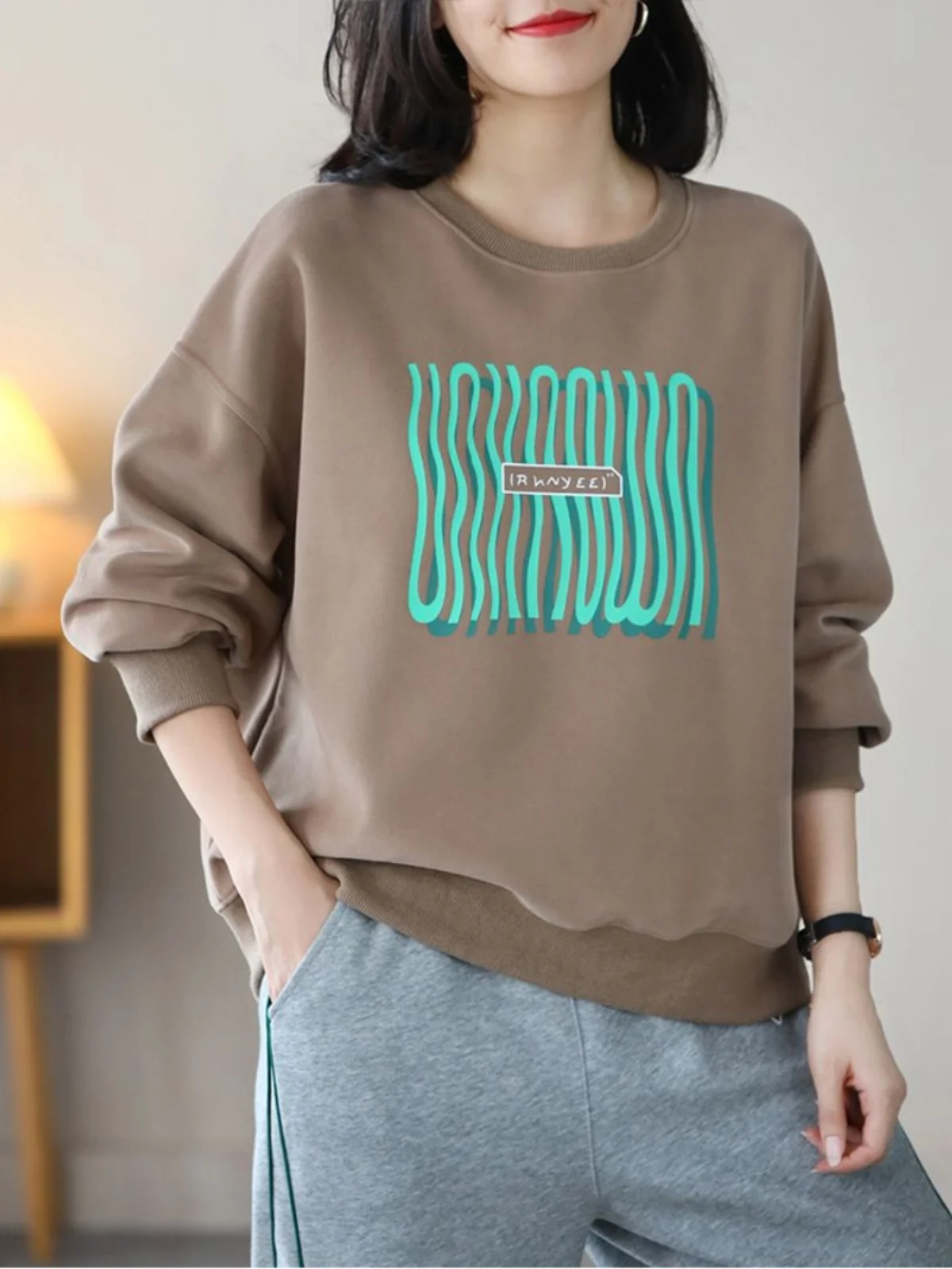 Bluza damska plus size z czystej bawełny, luźna, długa, modna, uniwersalna warstwa bazowa, wiosna-jesień, styl koreański.