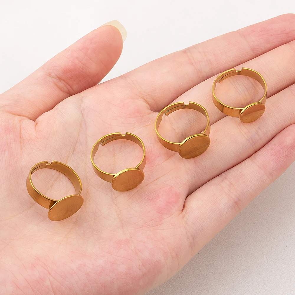 10pcs Stainless Steel Adjustable Ring Settings for DIY