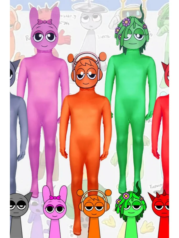 

Костюм для музыкальной игры Sprunki, детская ритм-бокс Jieven, цельный облегающий костюм, наряд на Хэллоуин, одежда для выступлений на сцене