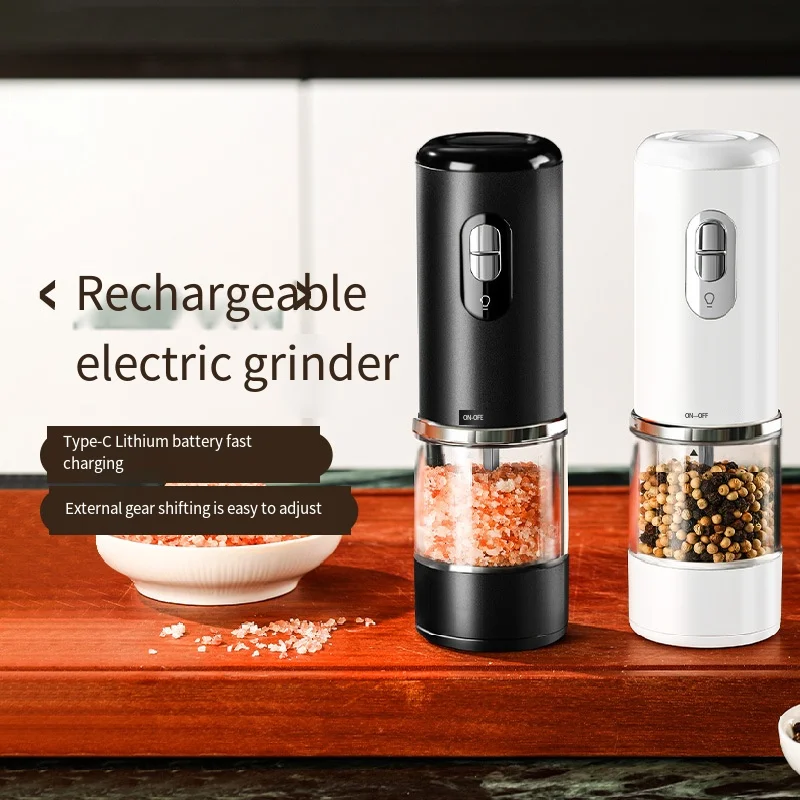 Molinillo de sal y pimienta por gravedad USB, recargable, automático, eléctrico, molinillo de especias ajustable, herramientas de cocina