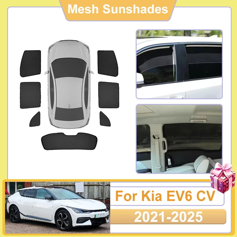 

For Kia EV6 Accessories 2025 CV 2021 2022 2023 2024 Car Window Sun Shade Mesh Covers Anti UV Visors Heat light Shield Accesorios