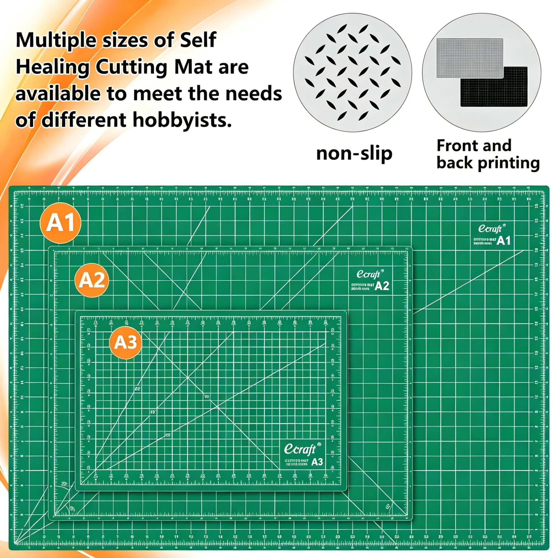 A1 90x60cm Self-Healing Cutting Mat 1.8mm Thick Non-Slip Double Sided Grid Leather Cutting Pad for Sewing Quilting Craft Hobby view 5