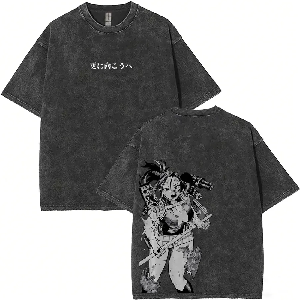 

Washed Vintage Anime My Hero Academia Yaoyorozu Momo Merch T-shirt Men Women Cartoon Funny T-shirts Unisex Oversized T Shirts