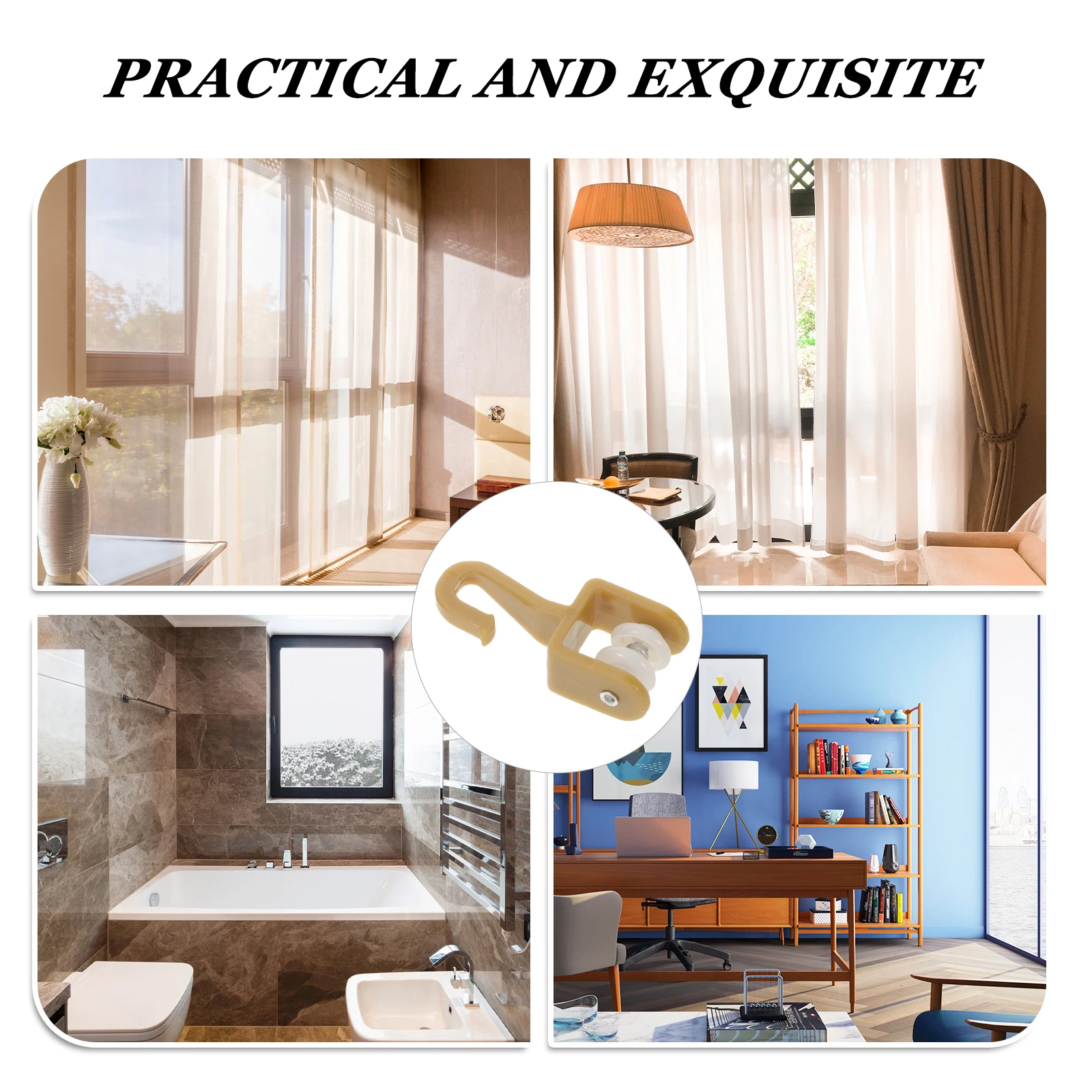 50 قطعة ستارة المسار الأسطوانة الطائرات الشراعية البلاستيك التوأم عجلات الناقل السنانير كتم الملحقات السلس مزلق لمسار السكك الحديدية الستائر #4