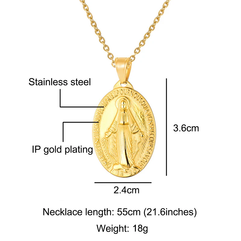 1 Stück Edelstahl Unsere Liebe Frau Jungfrau Maria Anhänger Medaillon Milagrosa Charms Silber Farbe Religiöse Schmuck Zubehör – Detail 2