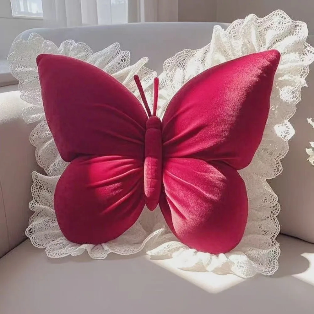

Soft Butterfly Pillow Ultra Soft Modern Minimalist Bow Cushion Comfortable Breathable Lace Edge Princess Pillow Bedroom