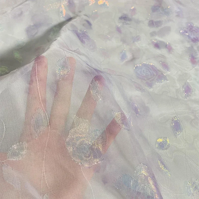 

100cm Tie-Dyed Digital Printed Fabric Colorful Jacquard Chiffon Retro Printed Cloth Women's Lolita Dress Shirt DIY Sewing Fabric